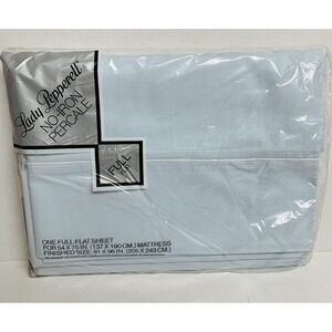 Vintage Lady Pepperell No Iron Percale Full Flat Sheet Blue Made in USA NOS NEW